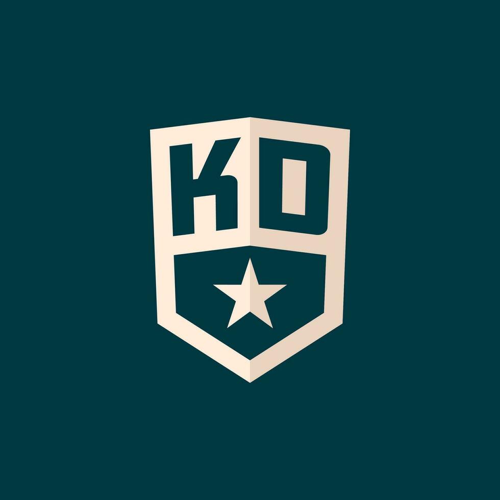 Initial KD logo star shield symbol with simple design vector