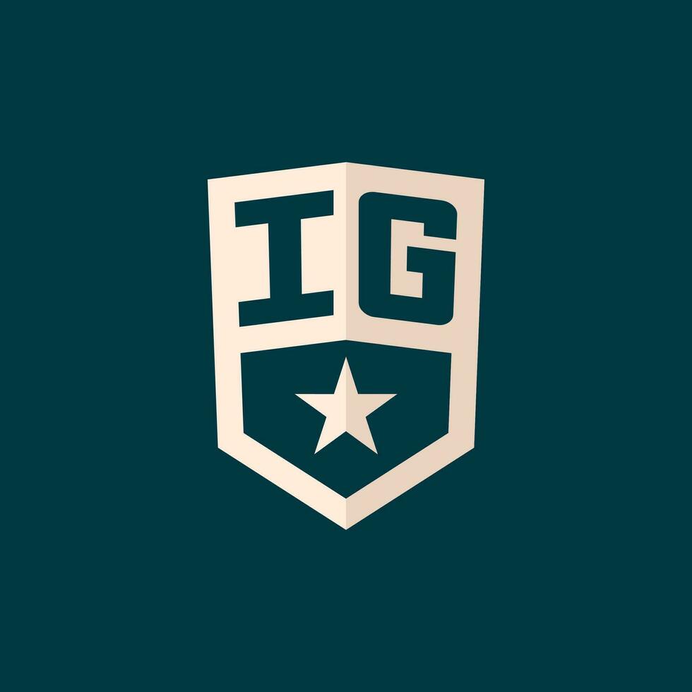Initial IG logo star shield symbol with simple design vector
