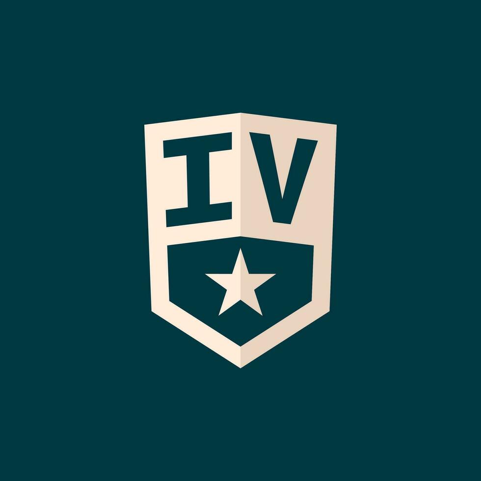 Initial IV logo star shield symbol with simple design vector