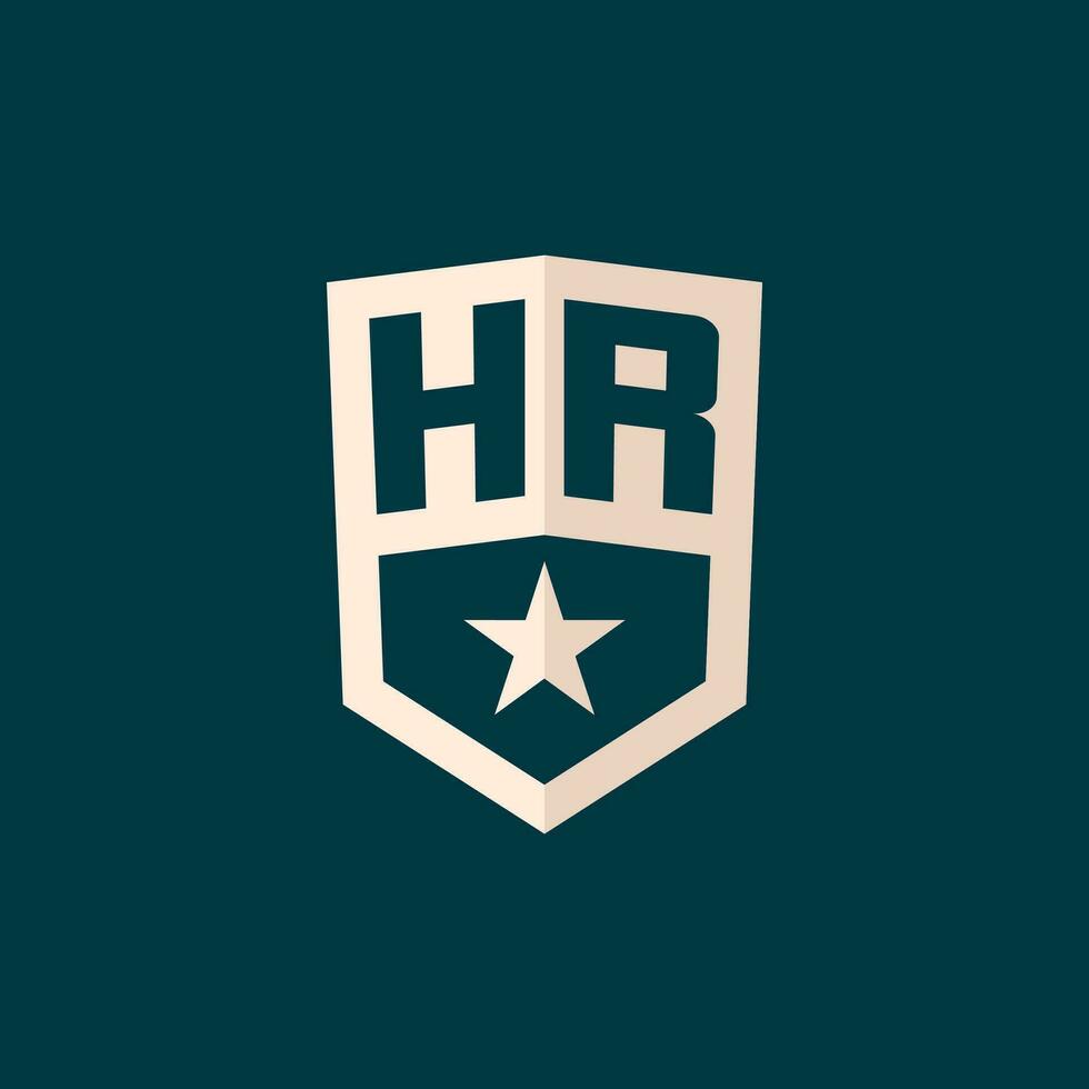 Initial HR logo star shield symbol with simple design vector