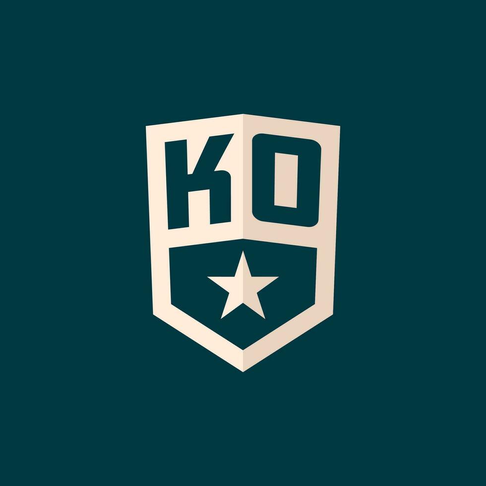 Initial KO logo star shield symbol with simple design vector