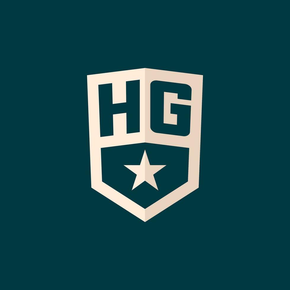 inicial hg logo estrella proteger símbolo con sencillo diseño vector