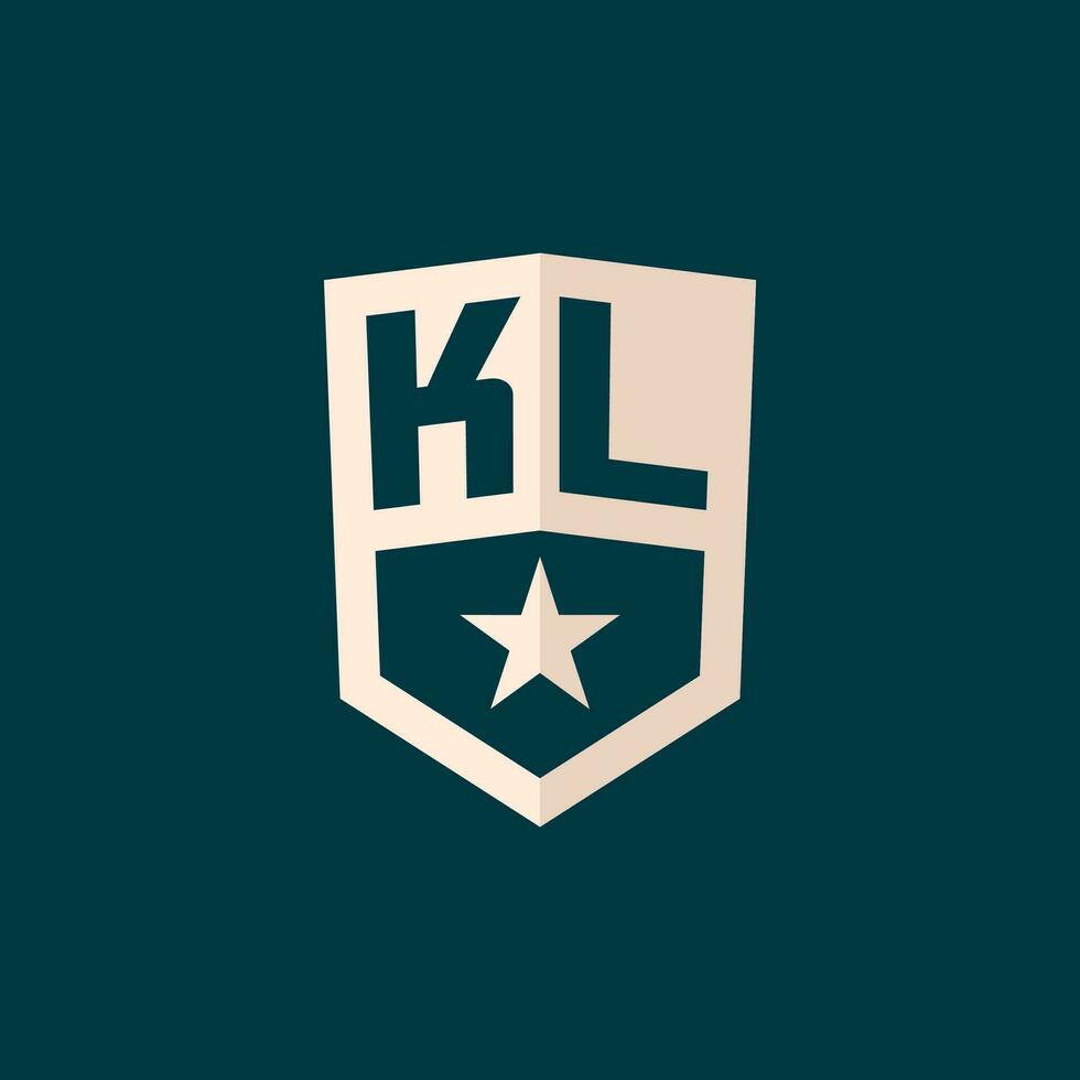 Initial KL logo star shield symbol with simple design vector