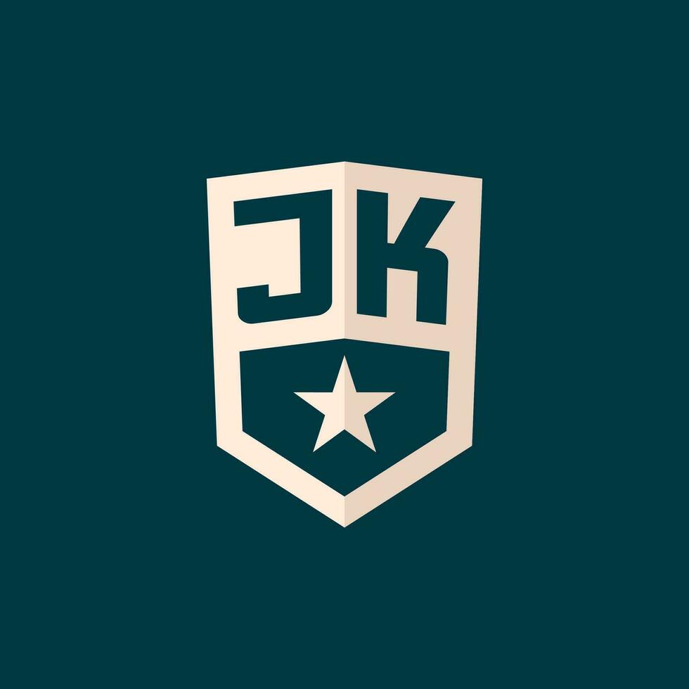 Initial JK logo star shield symbol with simple design vector