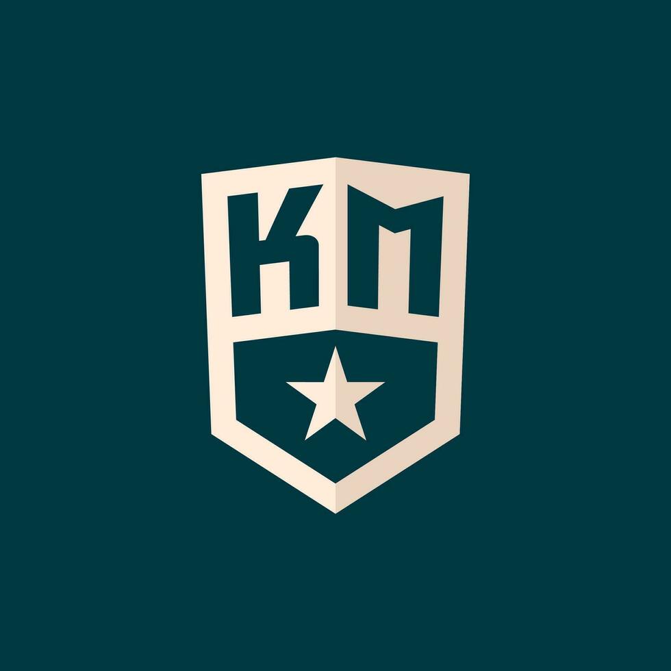 inicial km logo estrella proteger símbolo con sencillo diseño vector