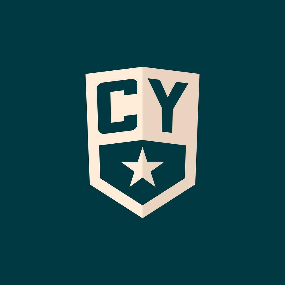 Initial CY logo star shield symbol with simple design vector