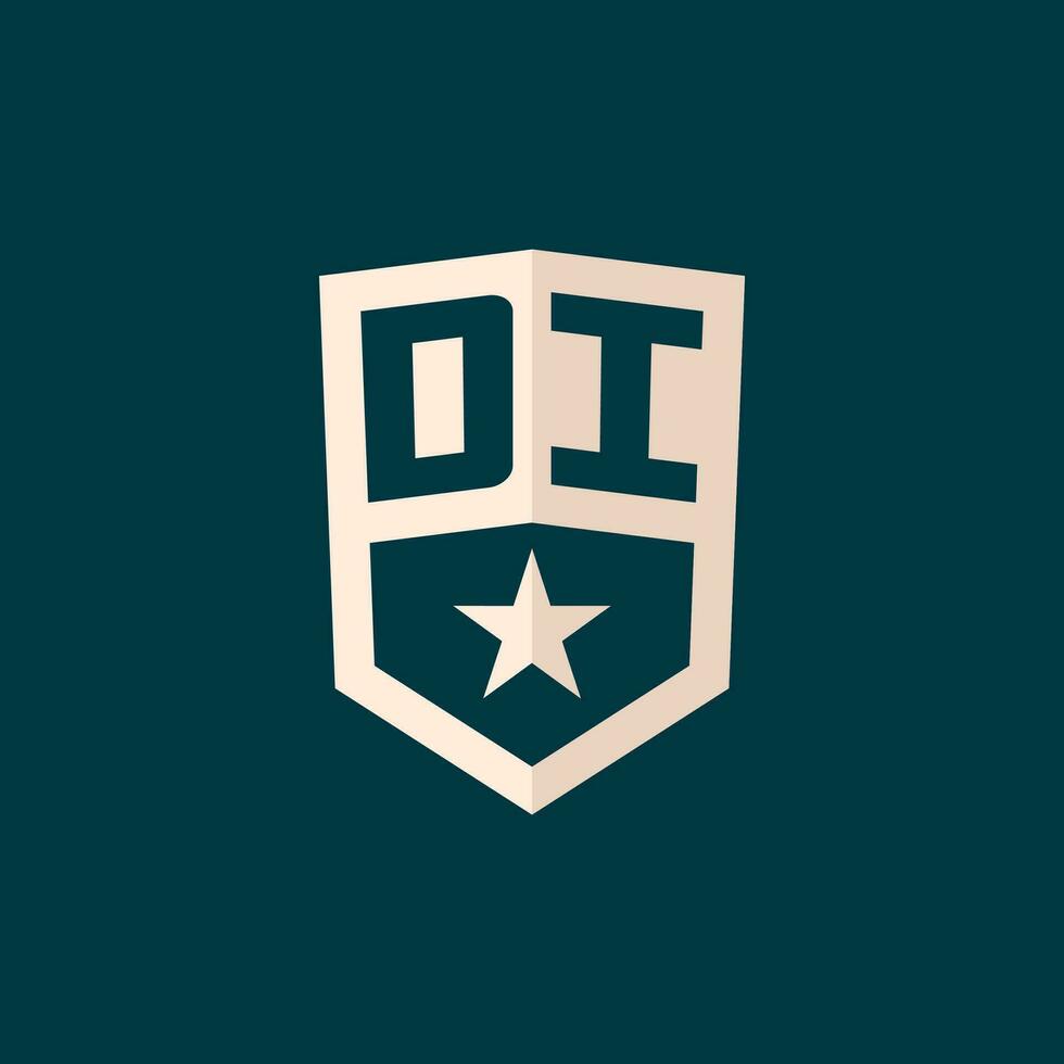 Initial DI logo star shield symbol with simple design vector
