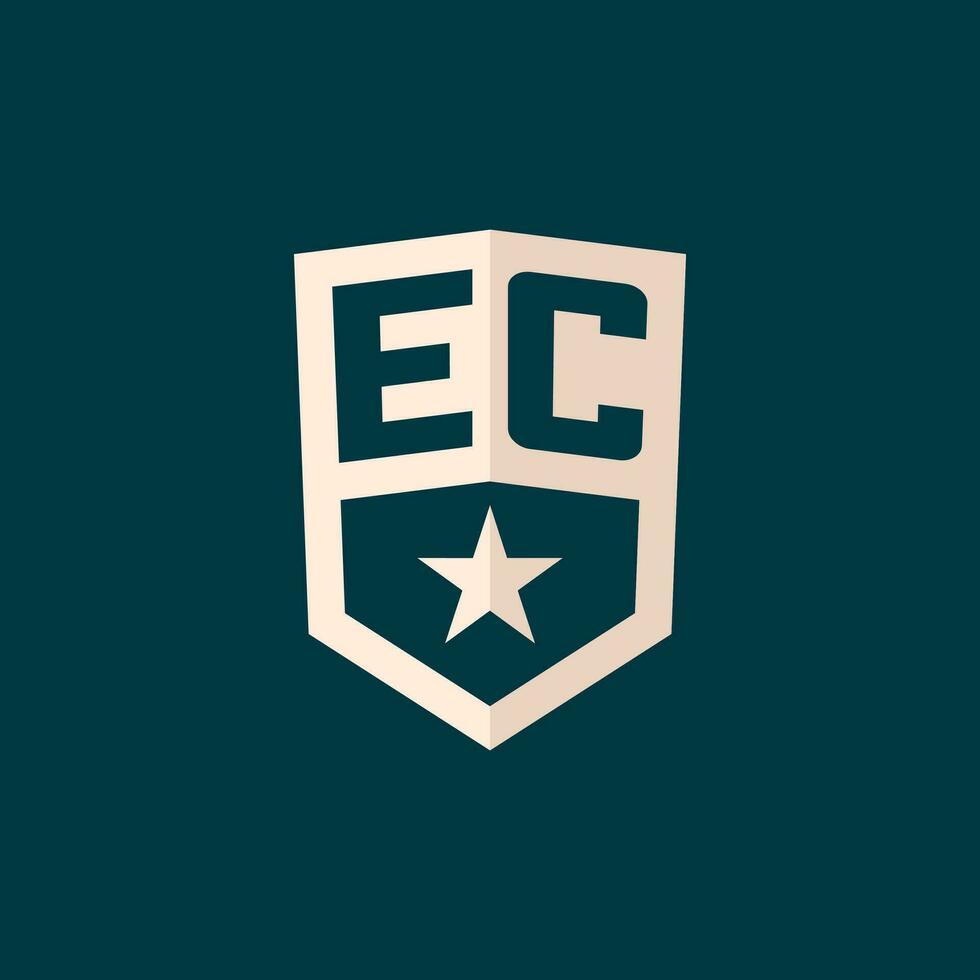 Initial EC logo star shield symbol with simple design vector