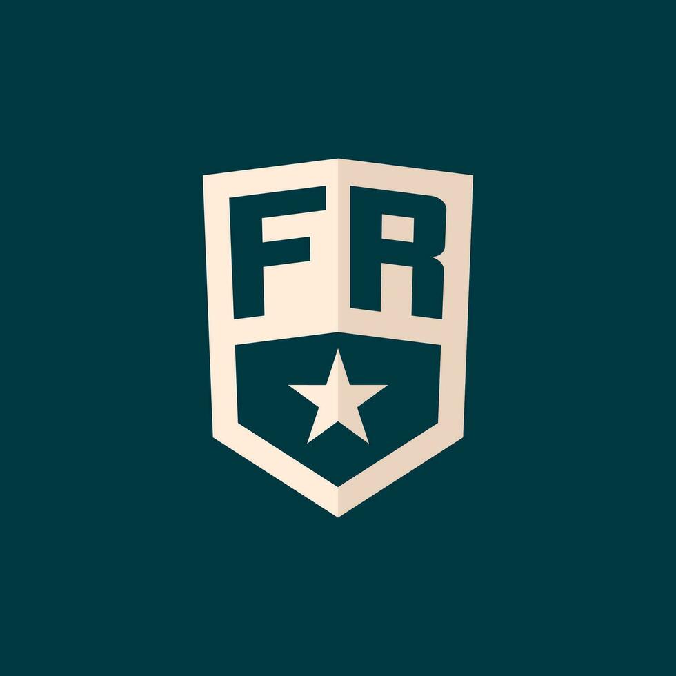 Initial FR logo star shield symbol with simple design vector