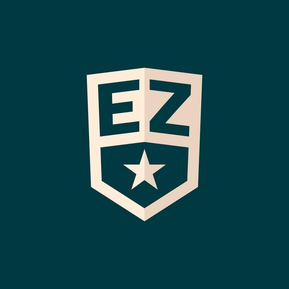 Initial EZ logo star shield symbol with simple design vector