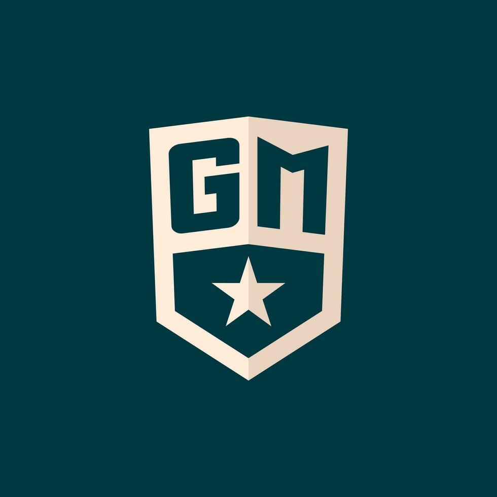 inicial gm logo estrella proteger símbolo con sencillo diseño vector