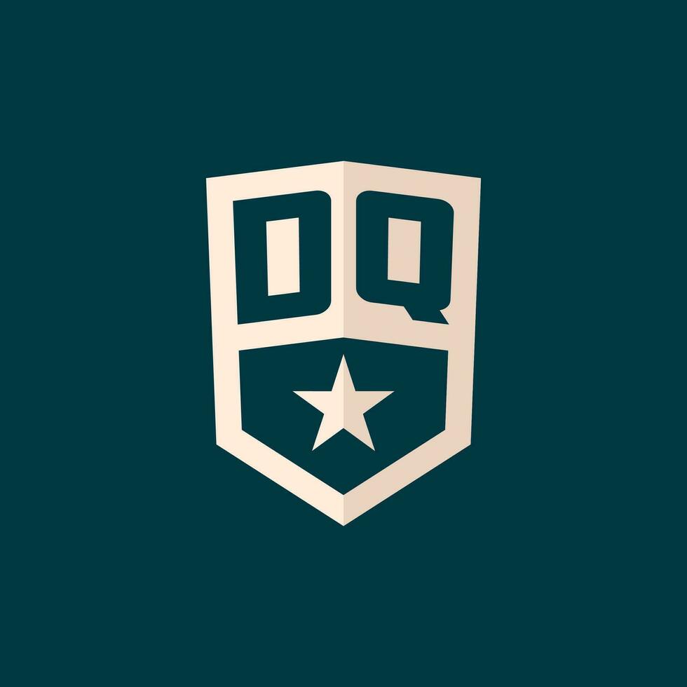 inicial dq logo estrella proteger símbolo con sencillo diseño vector