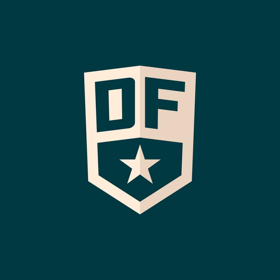 Initial DF logo star shield symbol with simple design vector
