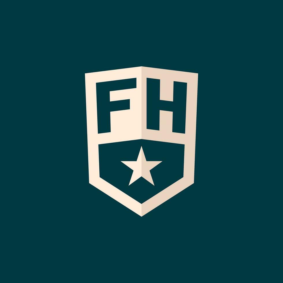 Initial FH logo star shield symbol with simple design vector