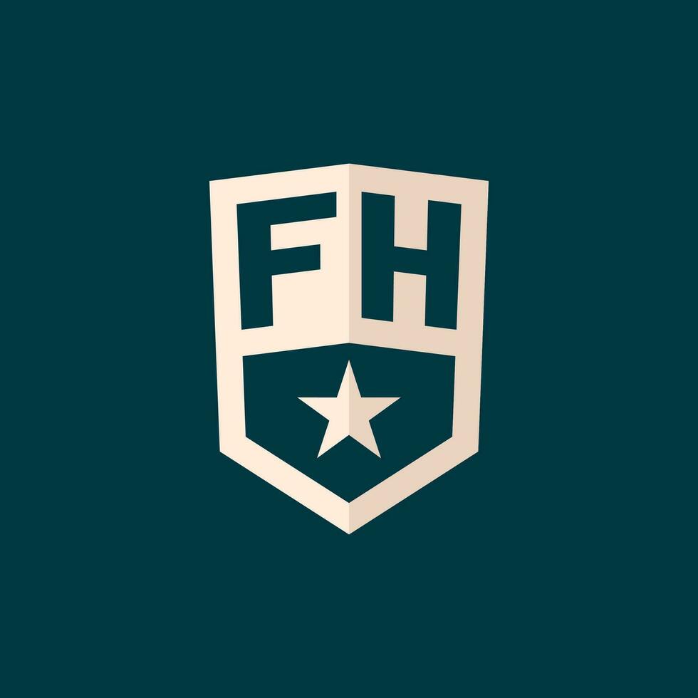 inicial fh logo estrella proteger símbolo con sencillo diseño vector