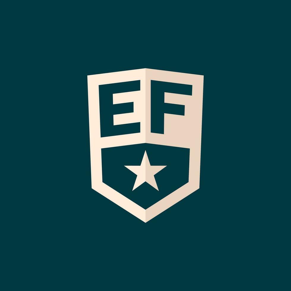 Initial EF logo star shield symbol with simple design vector