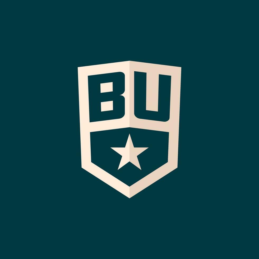 inicial bu logo estrella proteger símbolo con sencillo diseño vector