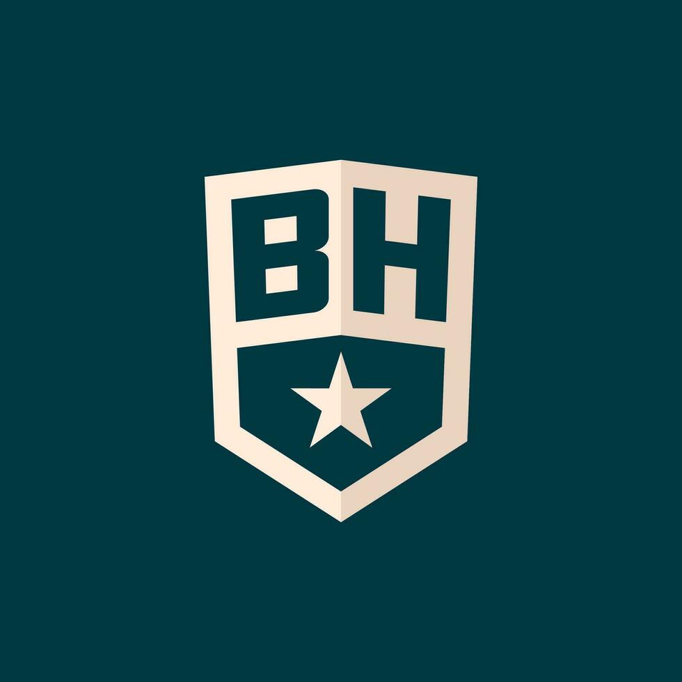 Initial BH logo star shield symbol with simple design vector