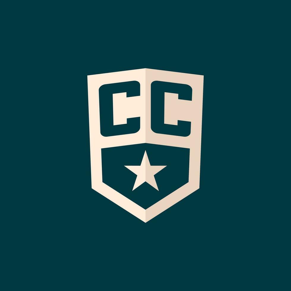 Initial CC logo star shield symbol with simple design vector