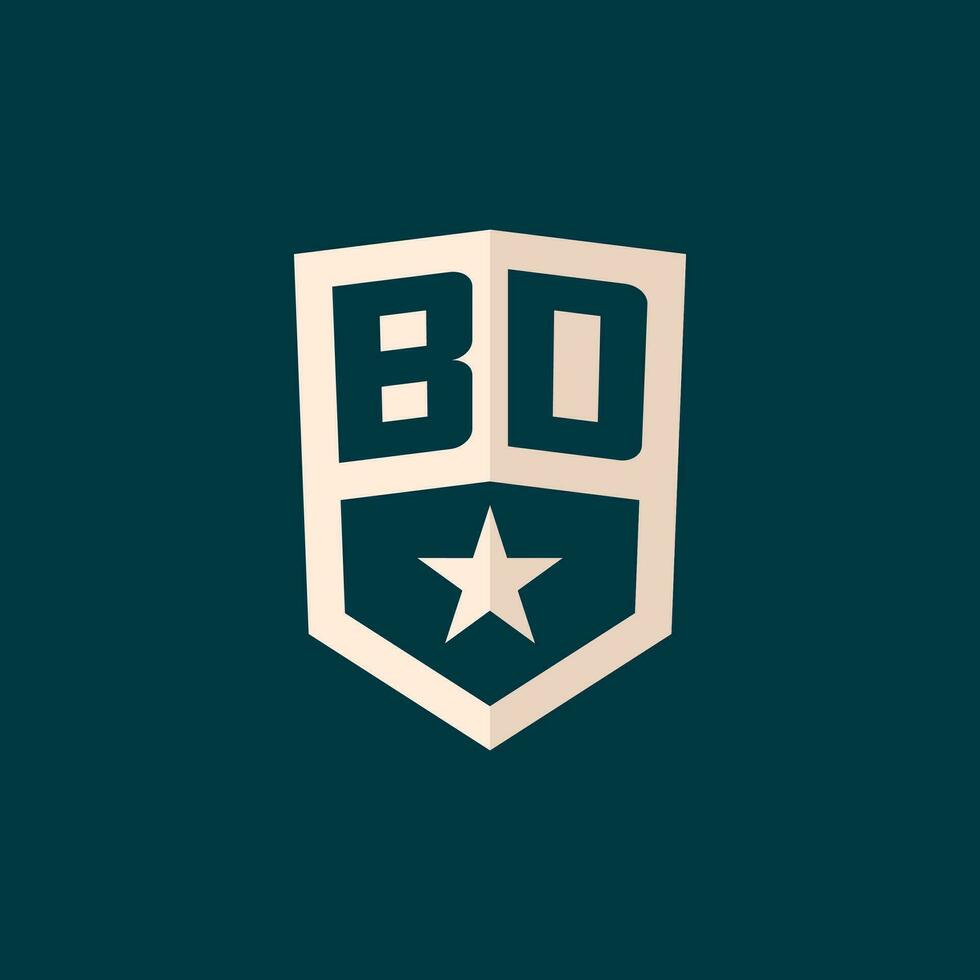 inicial bd logo estrella proteger símbolo con sencillo diseño vector