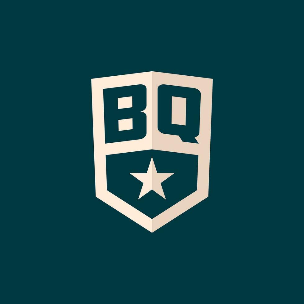 inicial bq logo estrella proteger símbolo con sencillo diseño vector