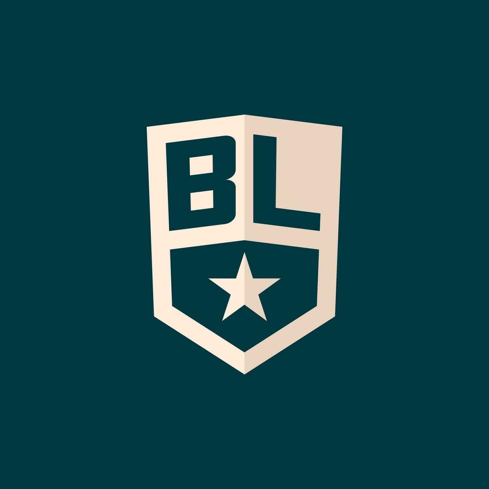 Initial BL logo star shield symbol with simple design vector