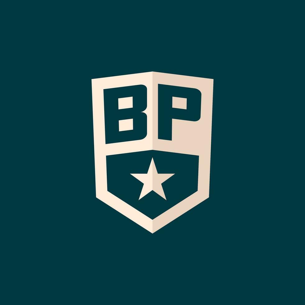 inicial bp logo estrella proteger símbolo con sencillo diseño vector