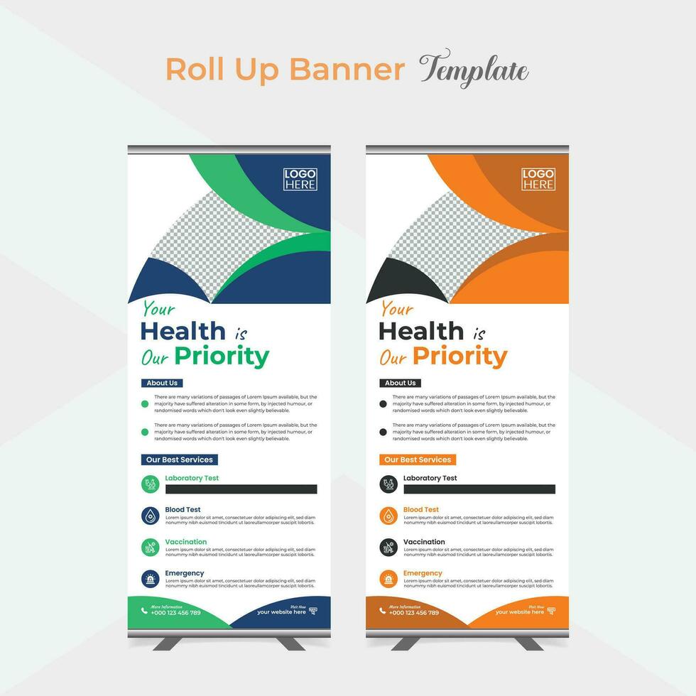 medical agency healthcare roll up stand banner template design vector