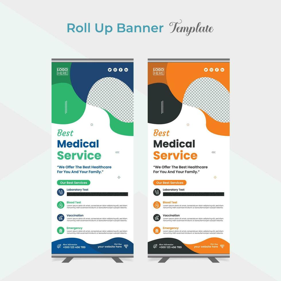 medical agency healthcare roll up stand banner template design vector