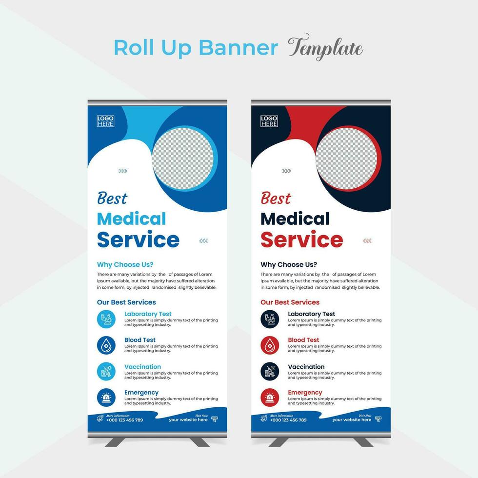 Best Medical Service roll up stand banner template design vector