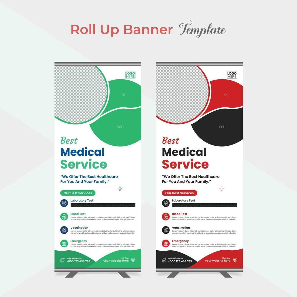 minimalist medical healthcare roll up stand banner template design vector