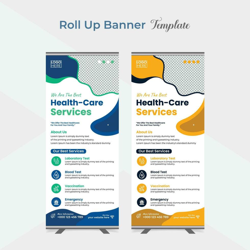 Medical Healthcare roll up stand banner template design vector