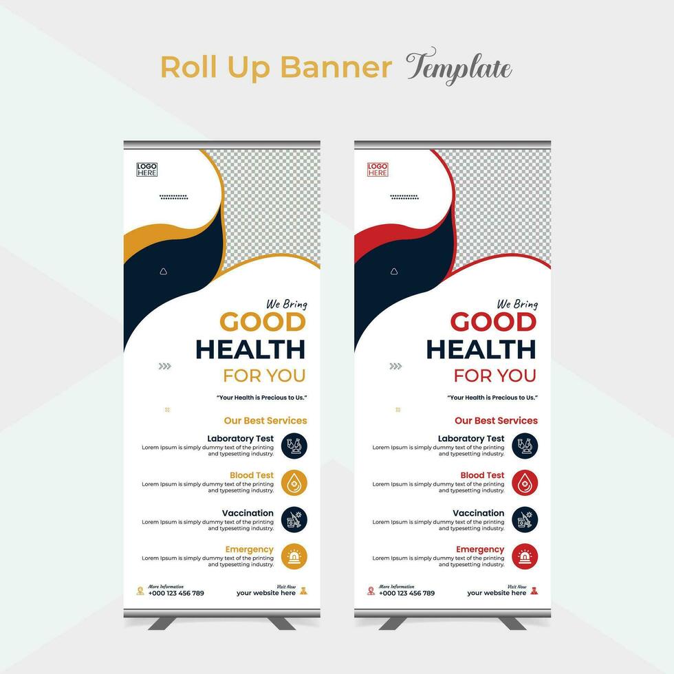 Medical Healthcare roll up stand banner template design vector