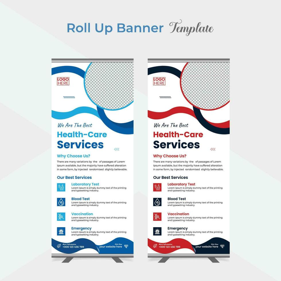 Medical Healthcare roll up stand banner template design vector
