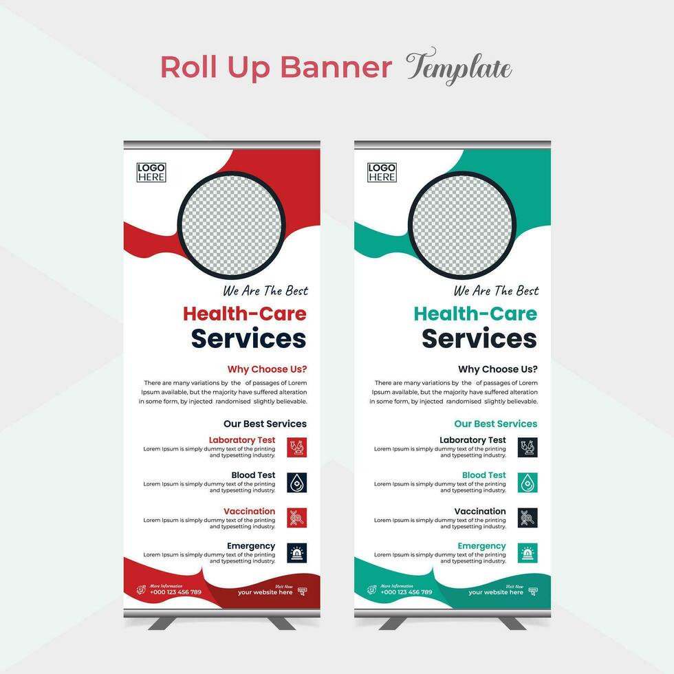 Best Medical Service roll up stand banner template design vector