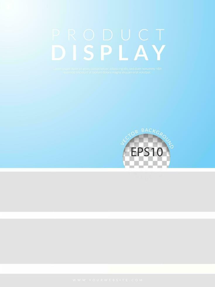 White step product display on blue sky and sunlight background. Vector illustration