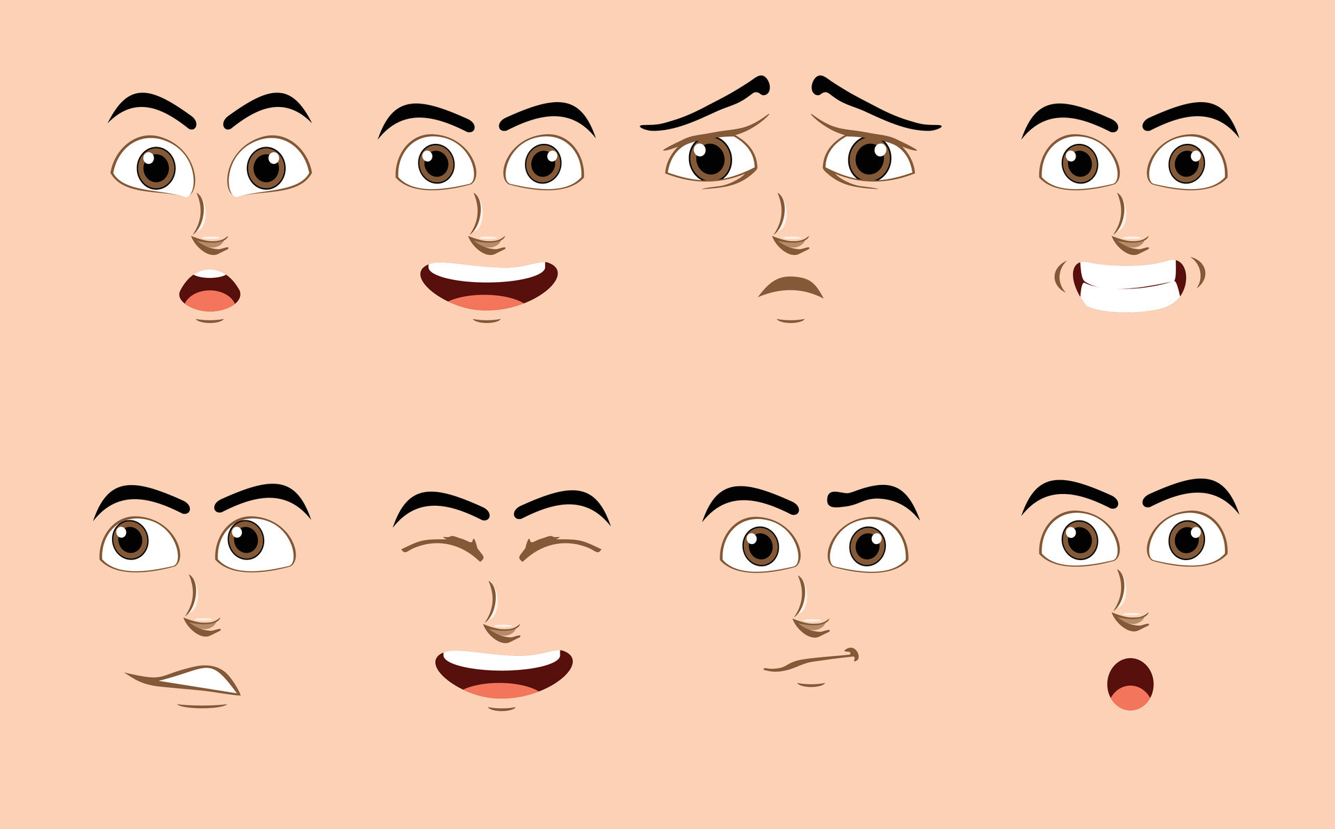 Character designs with different facial expressions 27272751 Vector Art ...
