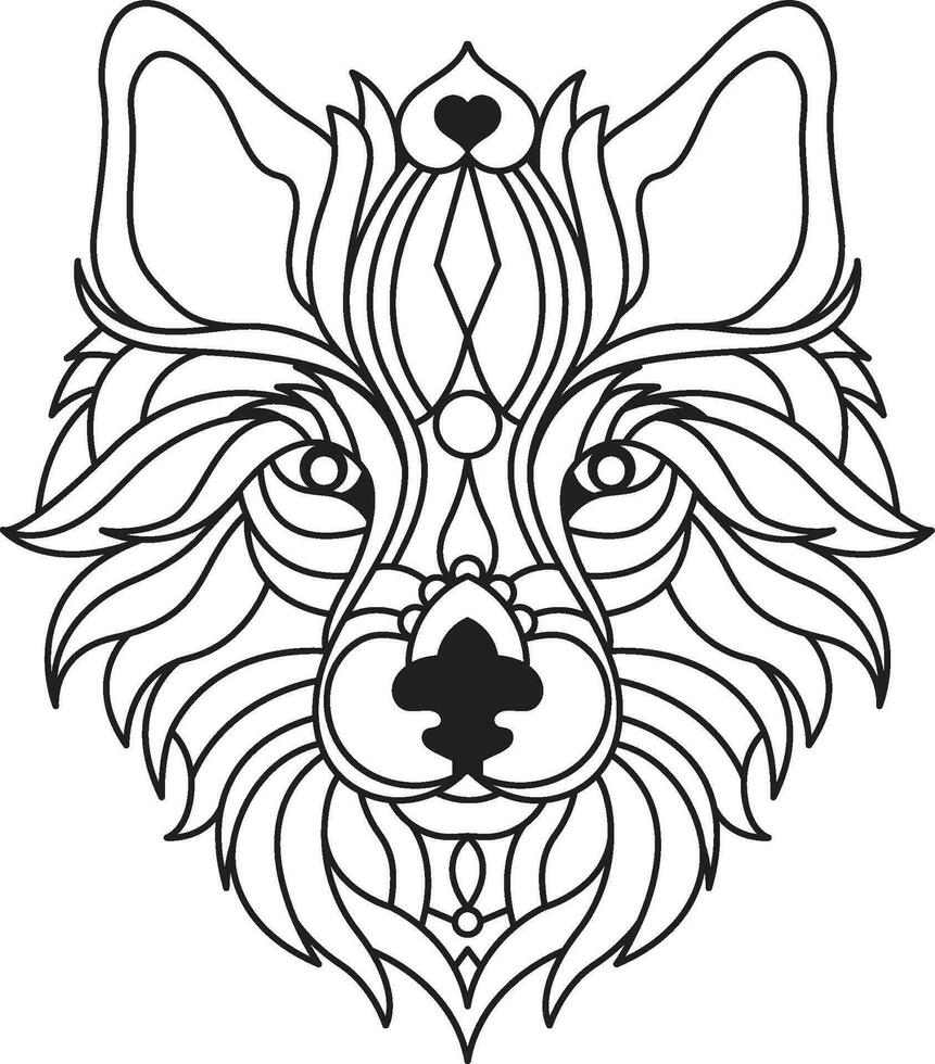Wolf Mandala Coloring Page Enchanting Wolf Mandala Unleash Your