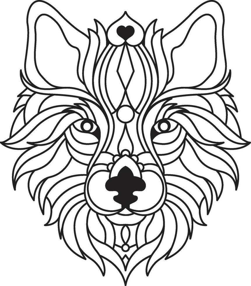 Wolf Mandala Coloring Page Enchanting Wolf Mandala Unleash Your Creativity Through Coloring vector