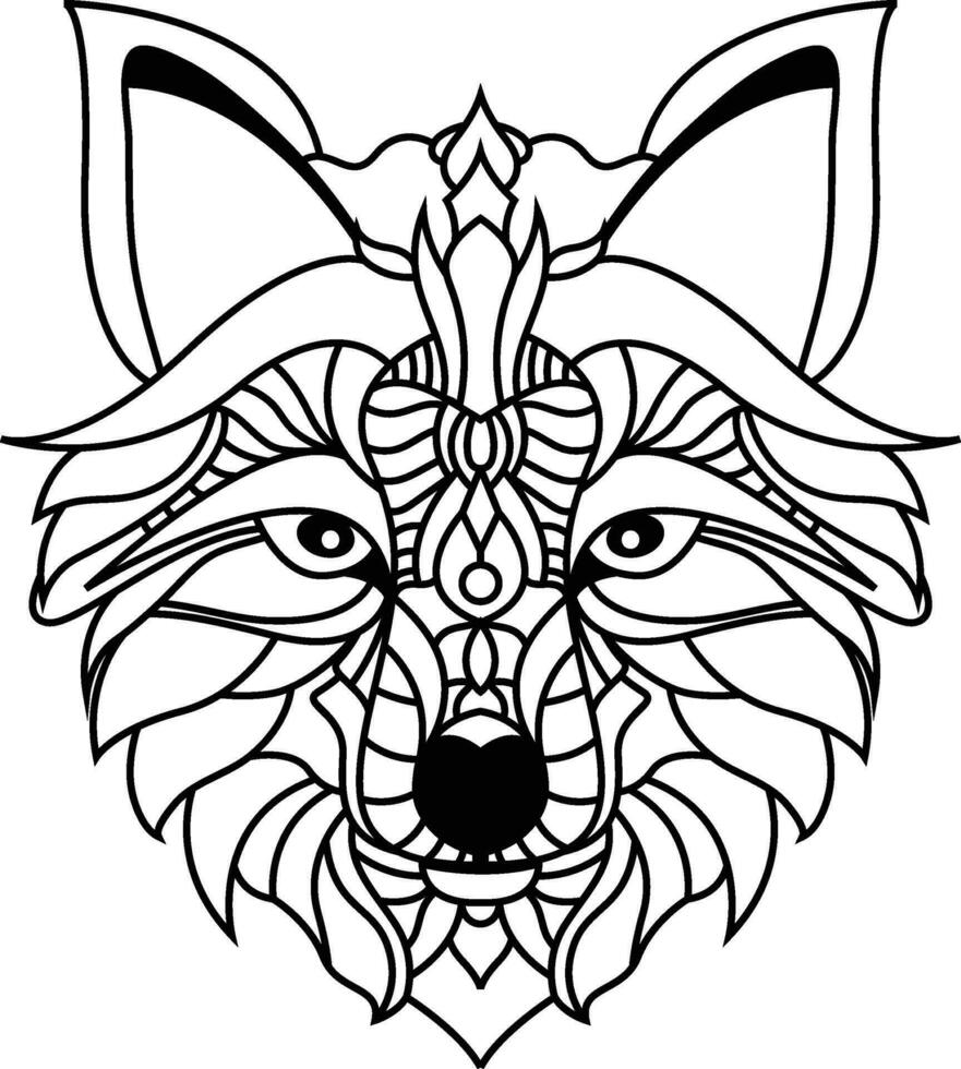 Wolf Mandala Coloring Page Enchanting Wolf Mandala Unleash Your Creativity Through Coloring vector
