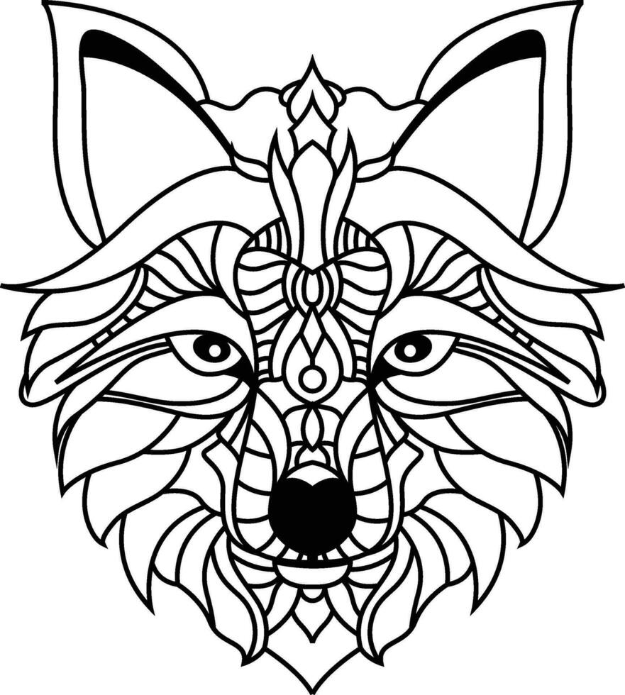Wolf Mandala Coloring Page Enchanting Wolf Mandala Unleash Your Creativity Through Coloring vector