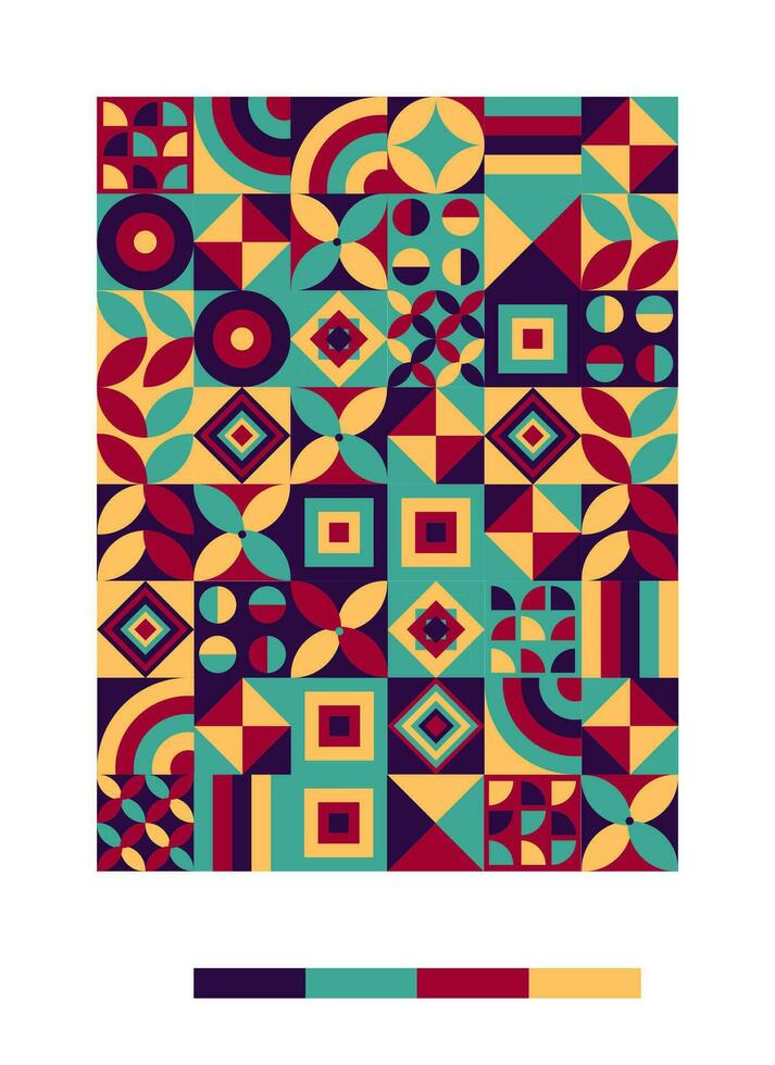a pattern with geometric shapes and colors vector
