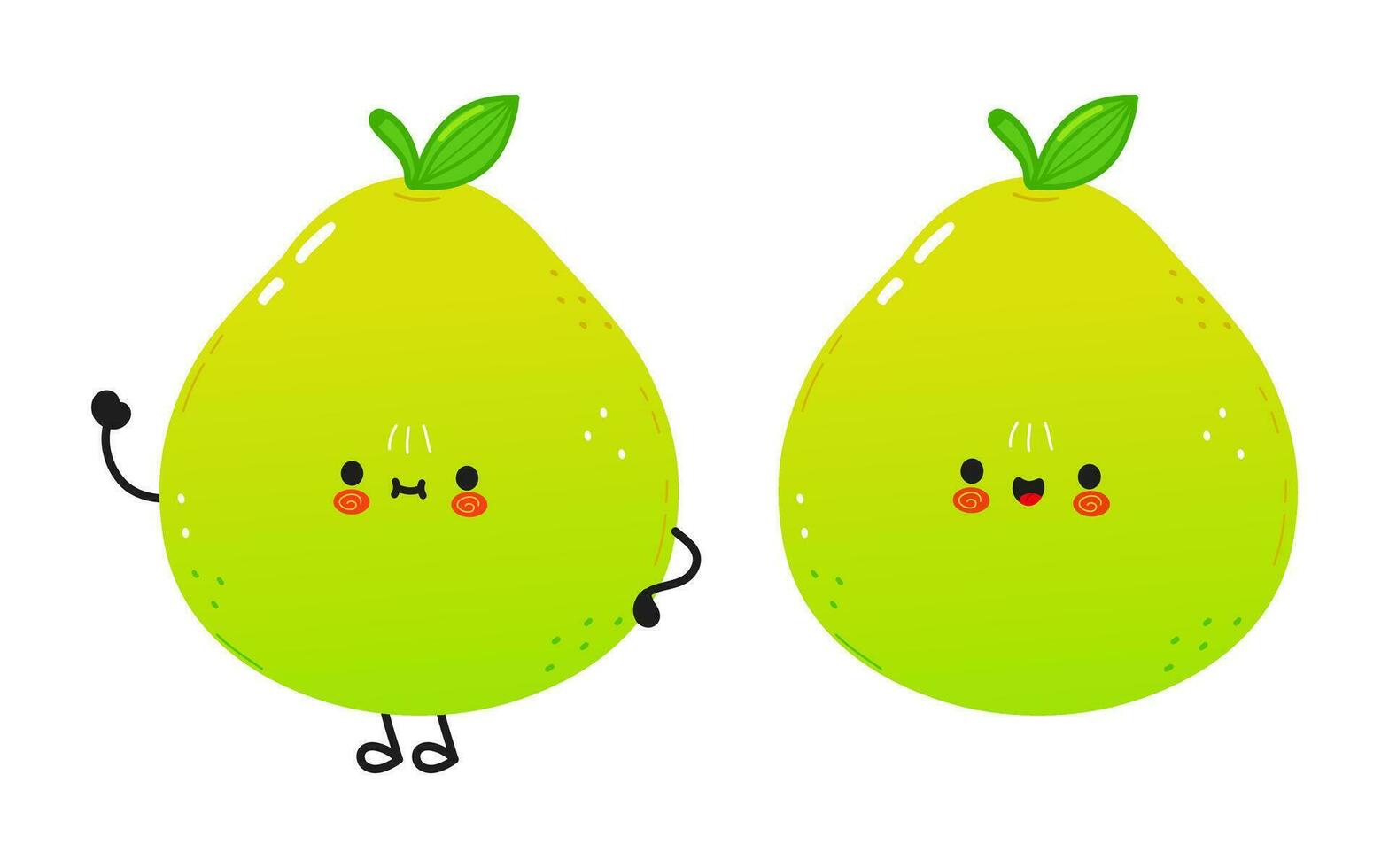 Pomelo fruit character. Vector hand drawn cartoon kawaii character illustration icon. Isolated on white background. Pomelo character concept