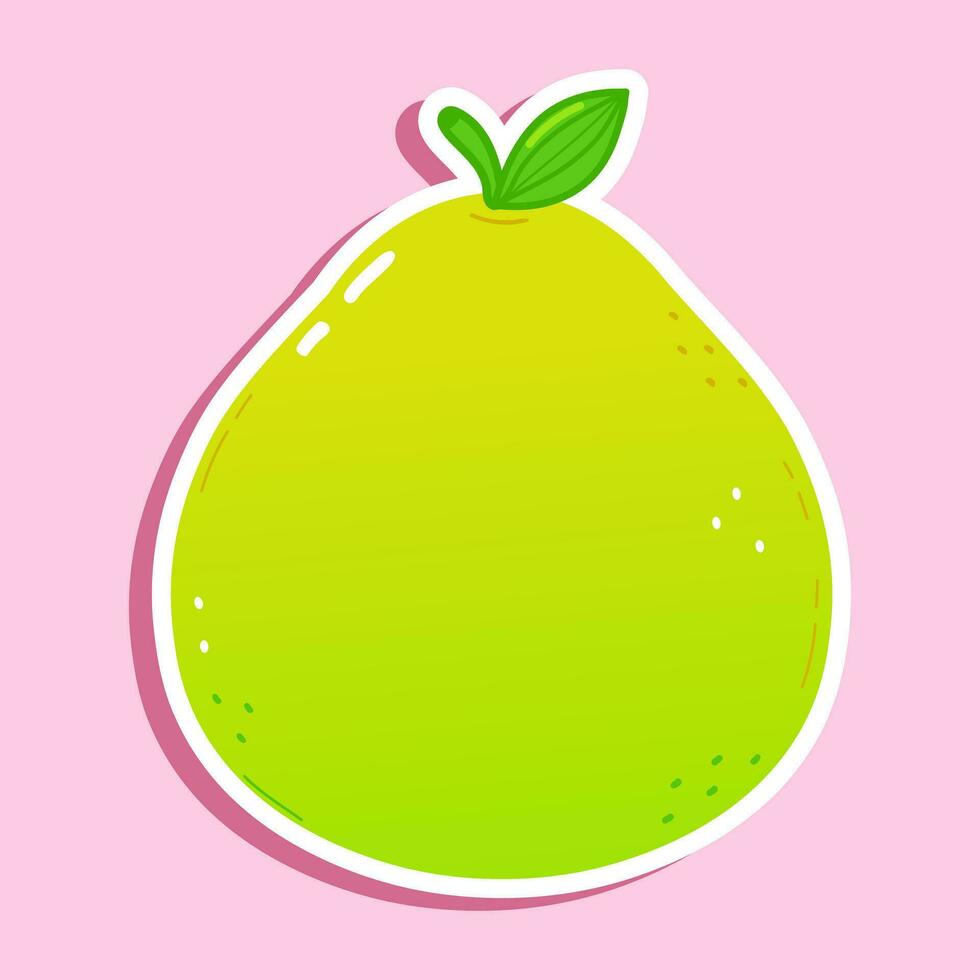 Sticker Pomelo character. Vector hand drawn cartoon kawaii character illustration icon. Isolated on pink background. Pomelo fruit character concept