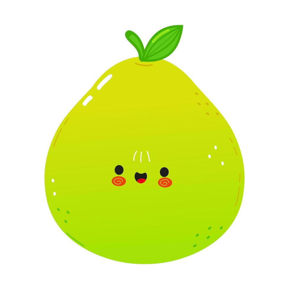 Pomelo character. Vector hand drawn cartoon kawaii character illustration icon. Isolated on white background. Pomelo fruit character concept