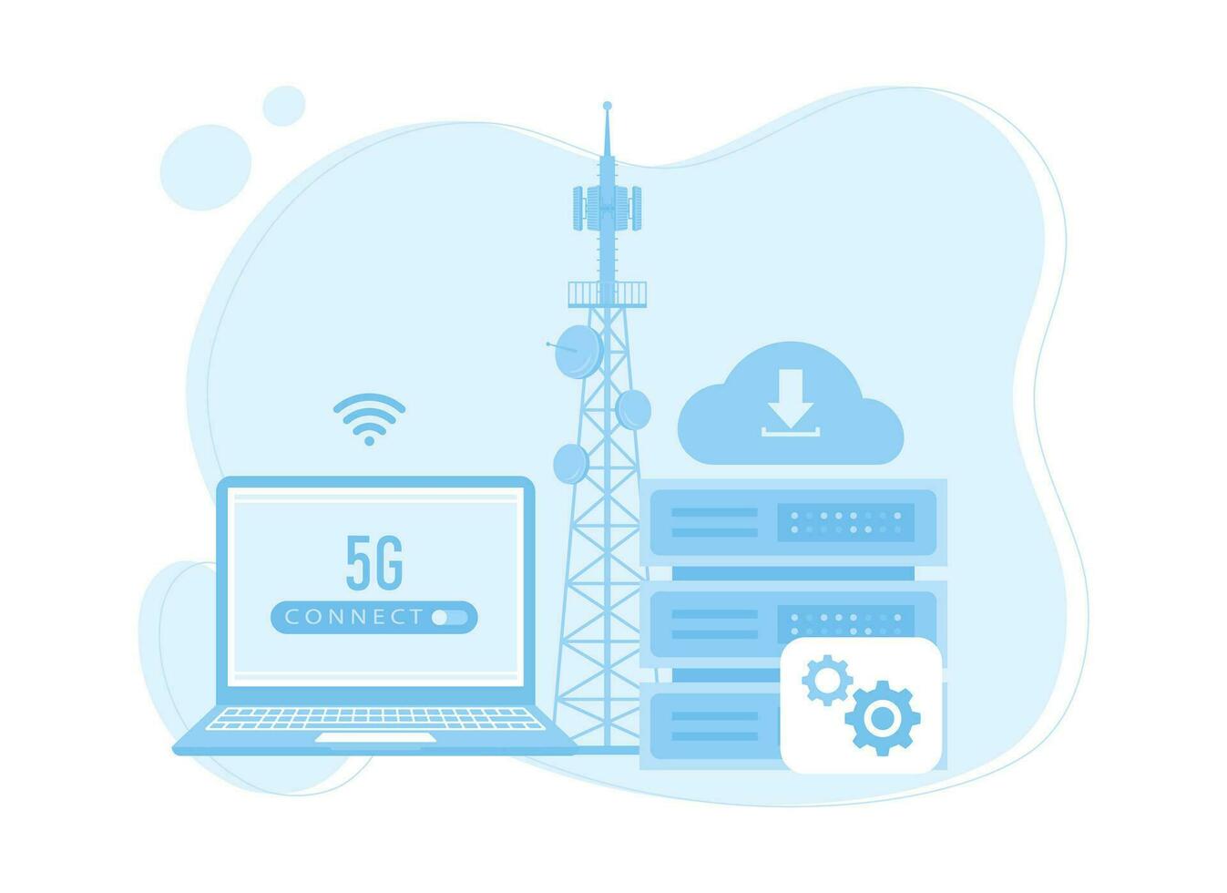 A laptop and a phone with the word'5g'on it concept flat illustration vector