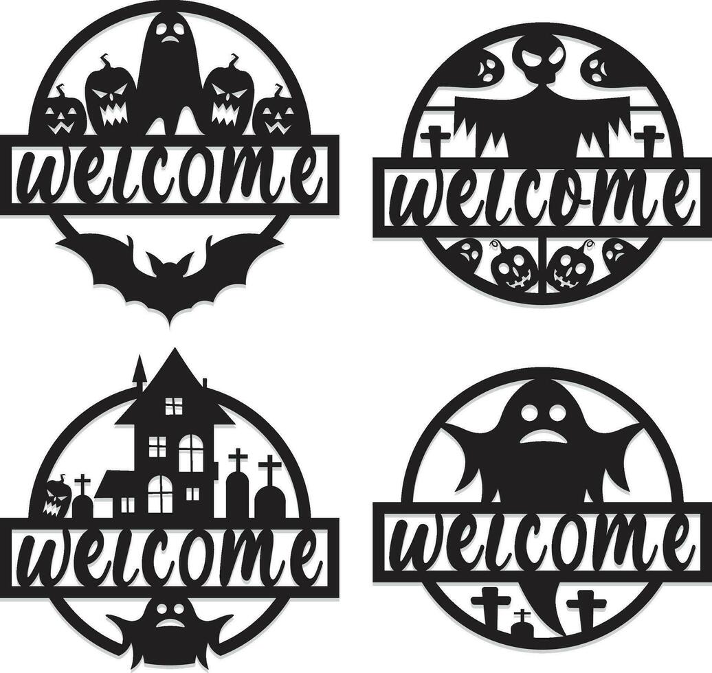 Halloween Round sign wall art laser cut vector