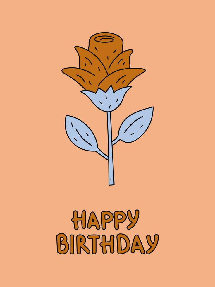 Birthday Card with Rose vector