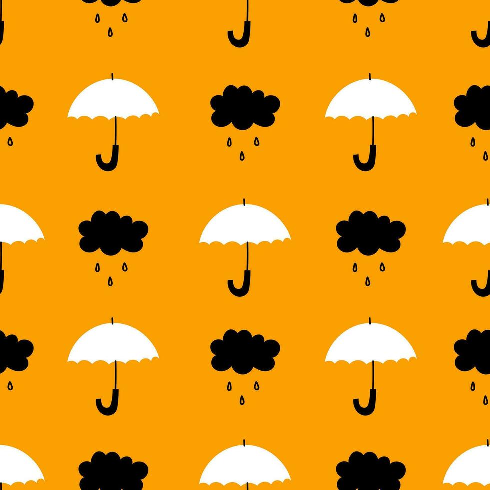 Rain Umbrella Cloud Seamless Pattern vector