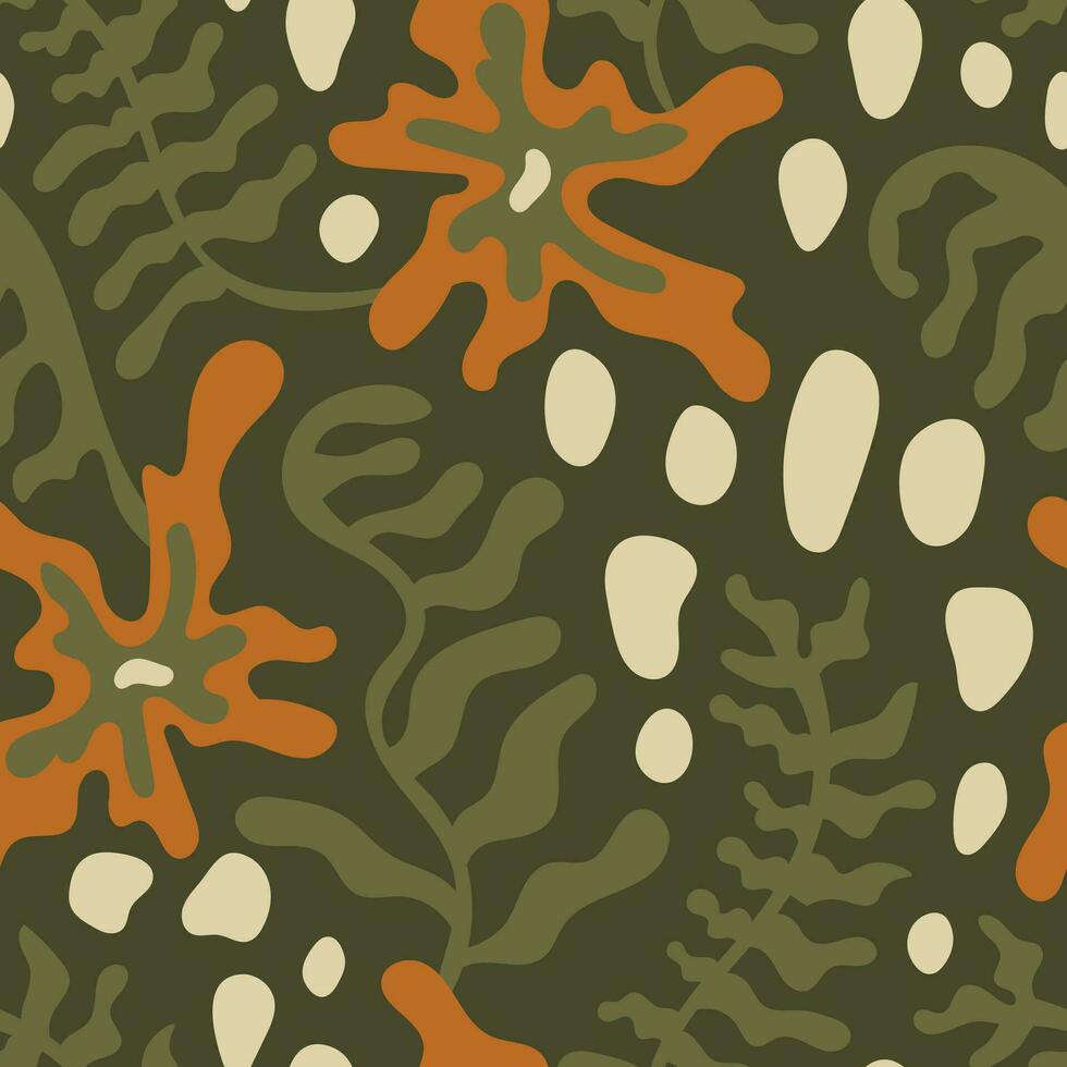 Wavy plants seamless pattern vector